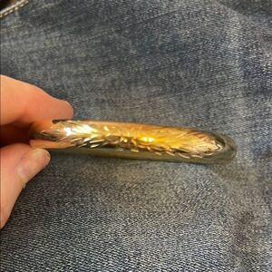 Gold Tone Etched Bangle